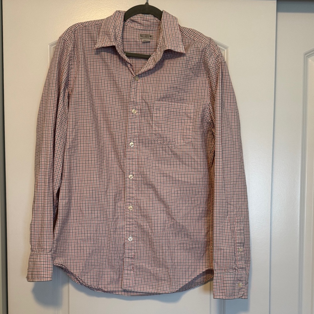 J. Crew Men's Red and White Gingham Shirt